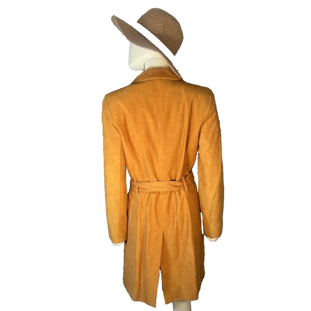 vtg fine suede coat jacket red beige womens sz 6 retro old money - Picture 4 of 10